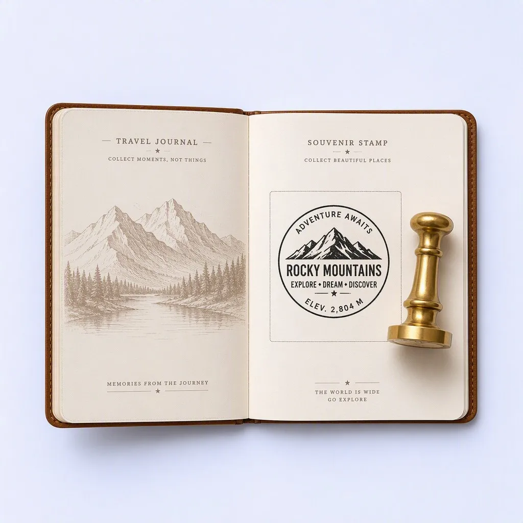 Souvenir Stamping - Authentic Brass Stamp & Tourist Mountain Impression