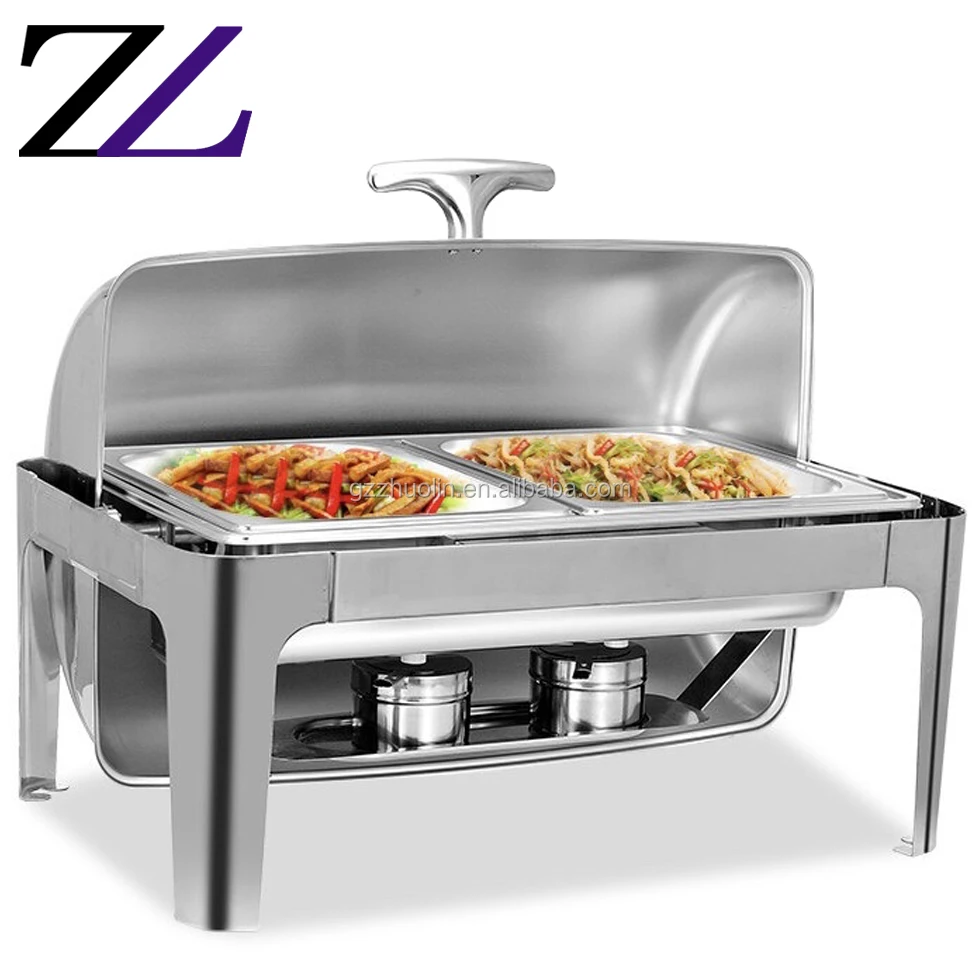 Oblong Marmites De Buffet 9l Rectangle Roll Top Electric Chauffandise Chafing Dishes Heater