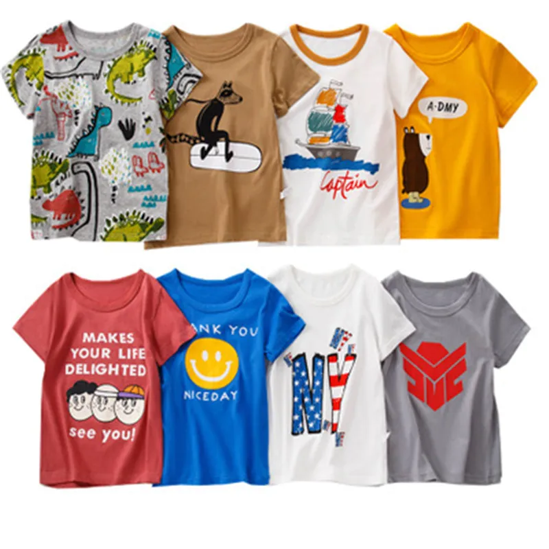 

New print round neck quality cotton boy Short-sleeved Middle Boy T-shirt