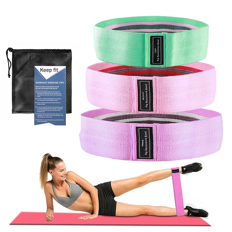 

Ship from US fitness exercise training booty circle fabric resistance bands set of 3