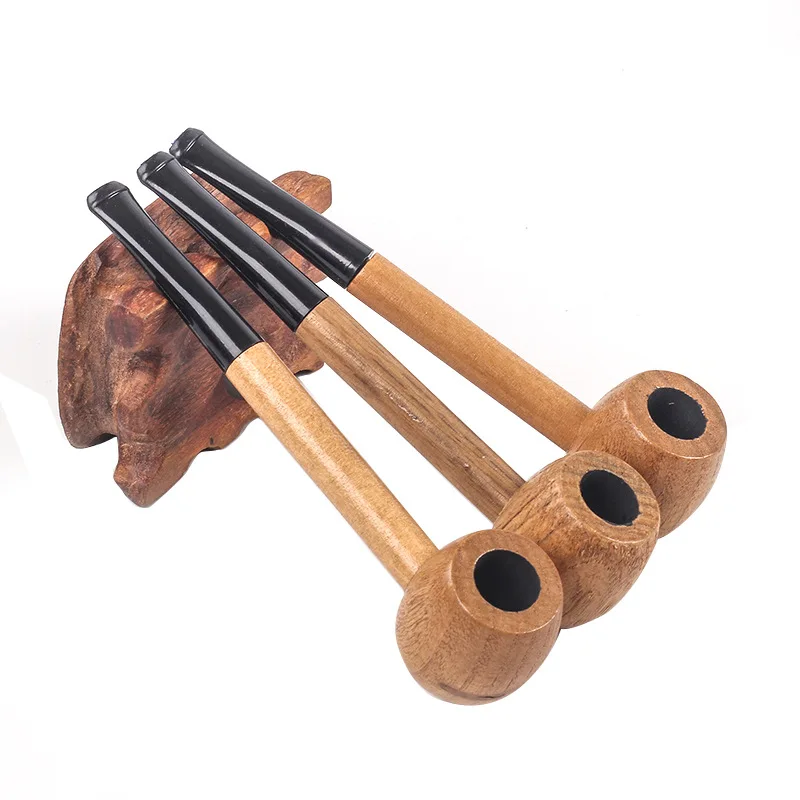 

Handheld Tobacco Pipe Portable Wooden Bent Smoke Pipe For Home Living Room Office KTV Cigarette Cigar Pipe, Burlywood
