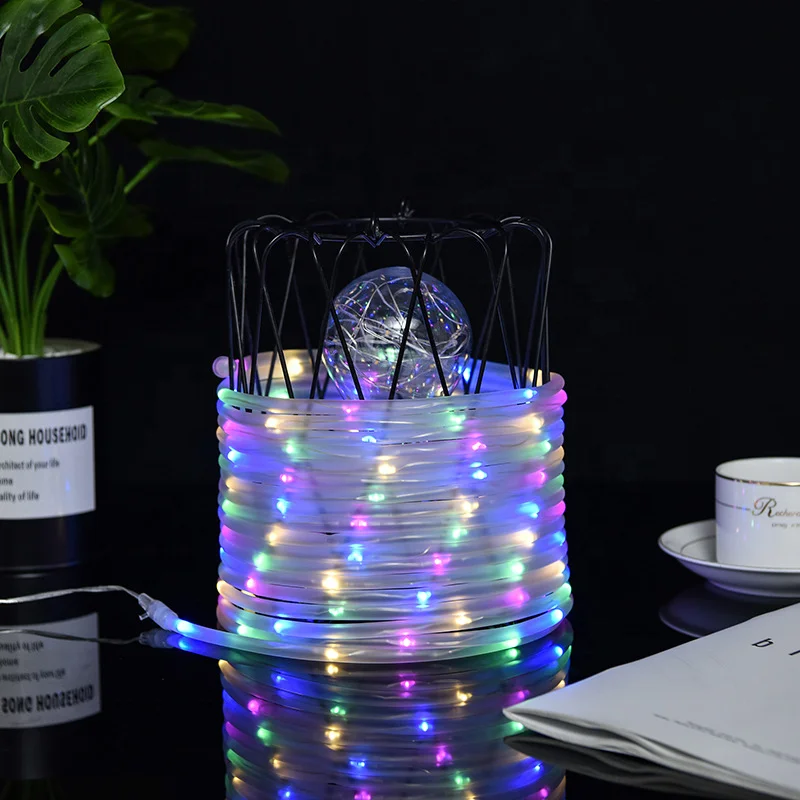 Factory wholesale10m100 led  String rope light  Garden Christmas Tree Outdoor Waterproof  led Solar Tube Copper Wire Light