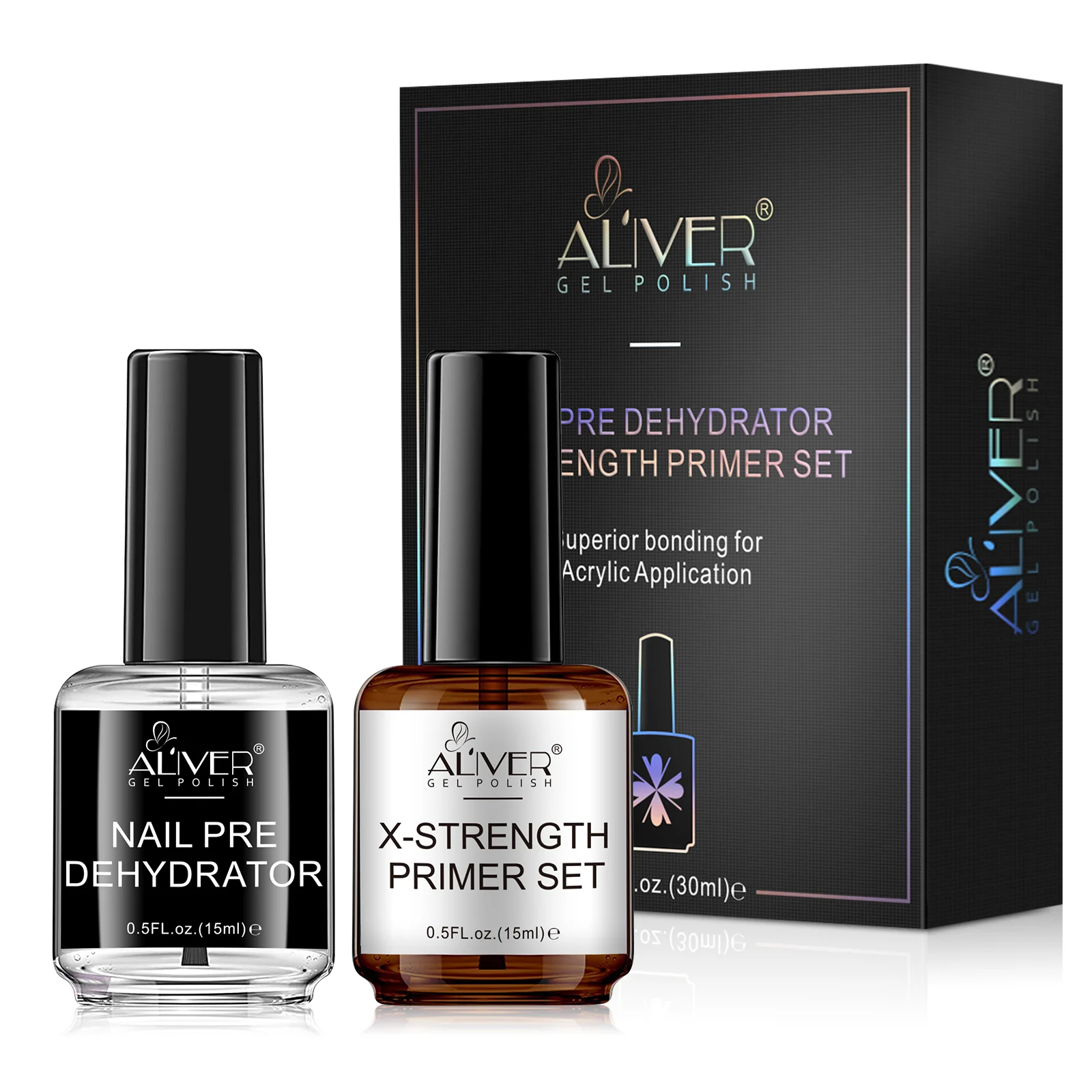 

ALIVER transparent 1.05OZ nail primer and dehydrator setprotein bond nail primer for acrylic powder and UV gel nail polish