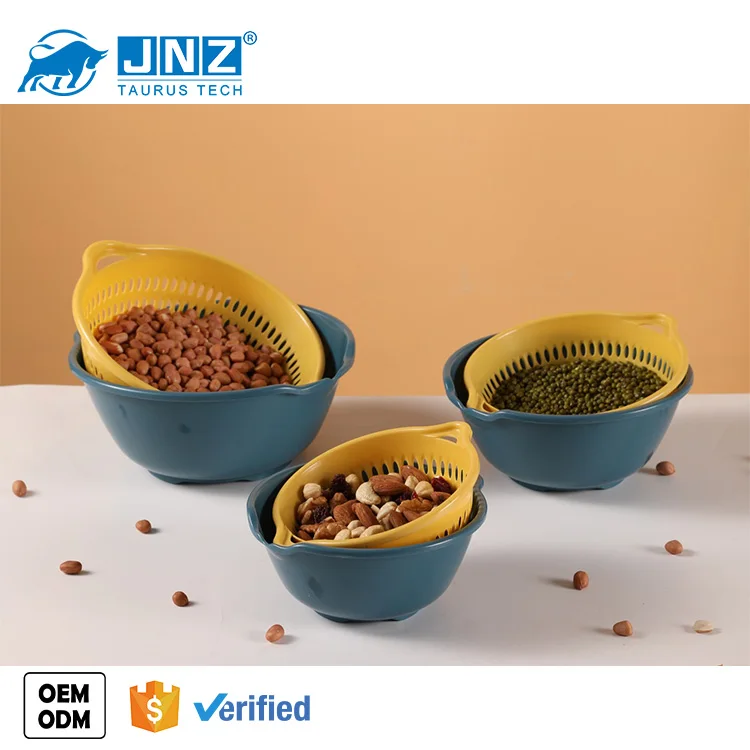 

JNZ new design hot sell kitchen furniture double-layer drain basket fruit vegetable plastic storage baskets