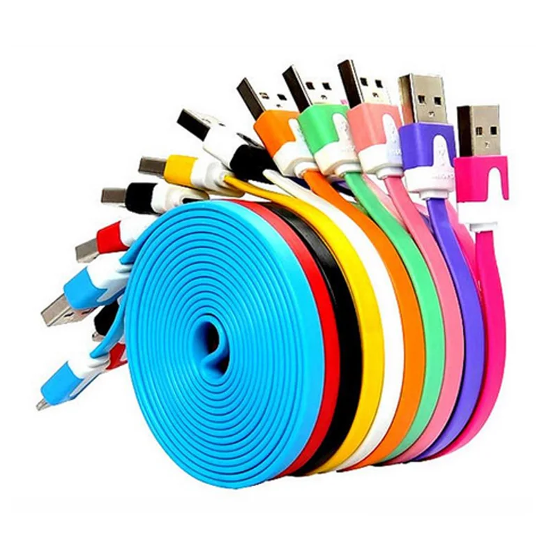 

China Cheapest Colorful Flat Noodle Design Charging Cord Micro Usb Data Cable for Mobile phone, Blue,pink,white,yellow,green,black
