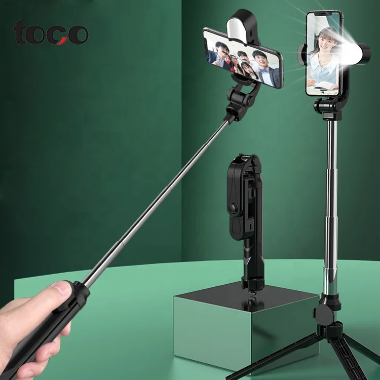 

toco Handheld Telescopic remote control Phone 360 Degree collapsible Selfie Stick waterproof selfie stick, Black white other