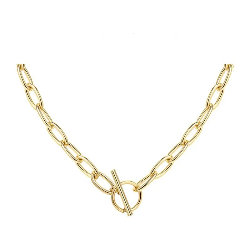 

Factory Wholesale Simple Unique Gold Plated Circle Pendant Clavicle Necklace Jewellery for Women