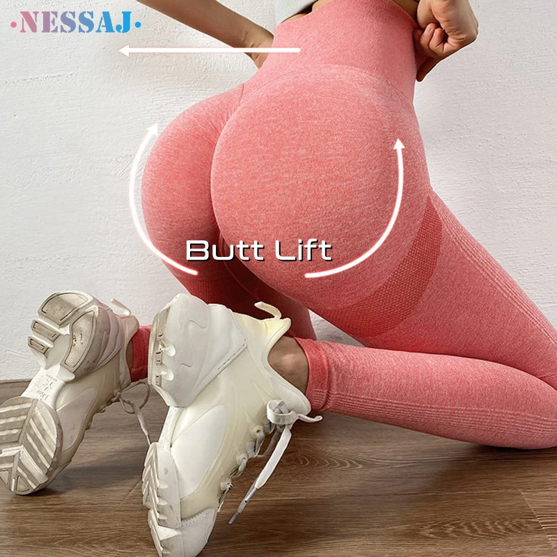 

2022 High Waist Tight Butt Lift Slimming Workout Leggings Gym Yoga Fitness Seamless Scrunch For Women, Multi color optional