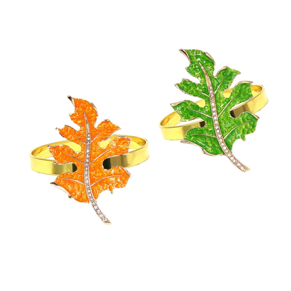 

Harvest Fall Leaf Napkin Rings for Christmas Dinner Parties Weddings Thanksgiving Daily Use Table Decor Accessories HWL58