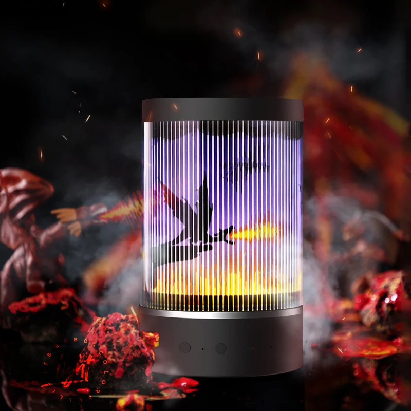 Unique led 3d night light kids home decoration 7-color changing revolving remote control usb animal table lamp bt speaker - ANKUX.COM