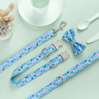 

Heyri pet best quality great design luxury style romantic designer Mermaid printing puppy leads bow chic dog collar para perro