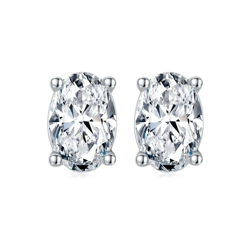 

Silver 925 Original Excellent Cut Diamond Test Past Total 1 ct D Color Oval Moissanite Stud Earrings Sparkling Gemstone Jewelry
