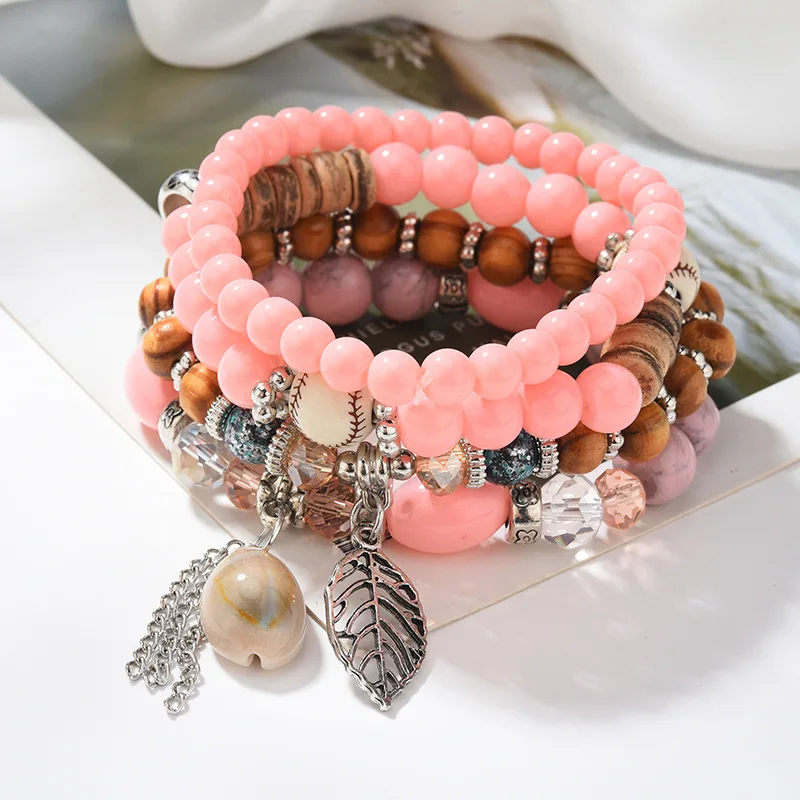

Bohemian spring and summer multilayer elastic rope hand beaded bracelet natural shell bracelet, Picture shows