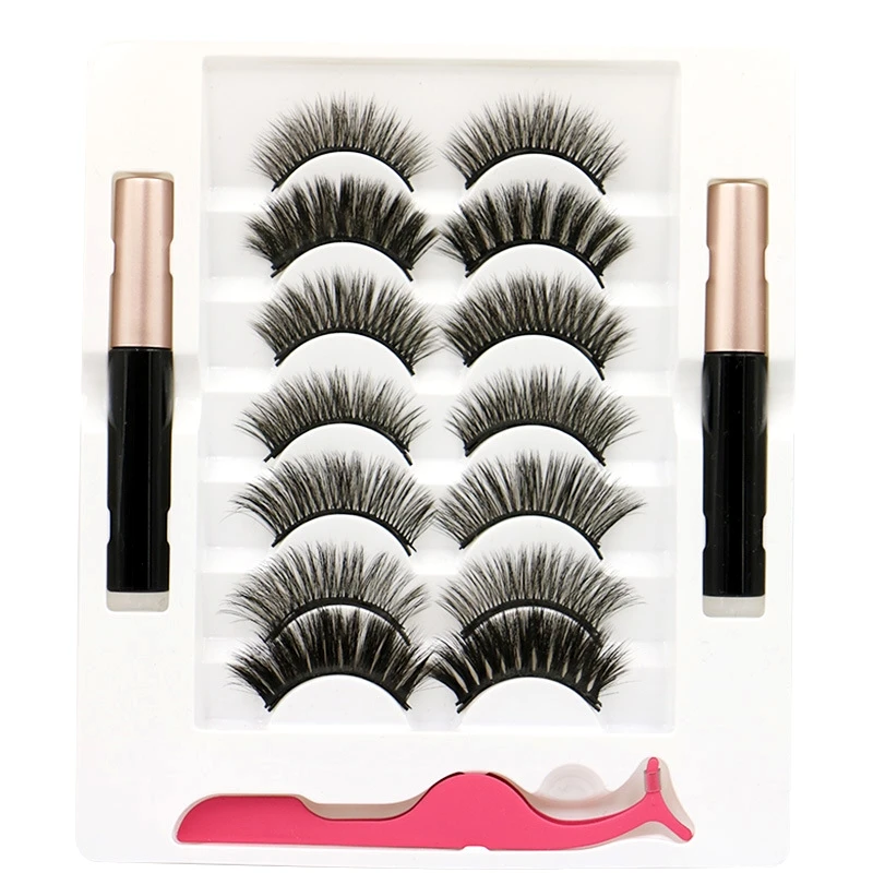 

2021 new arrivals mink magnetic lashes private label 7 pairs magnetic eyelashes 3d