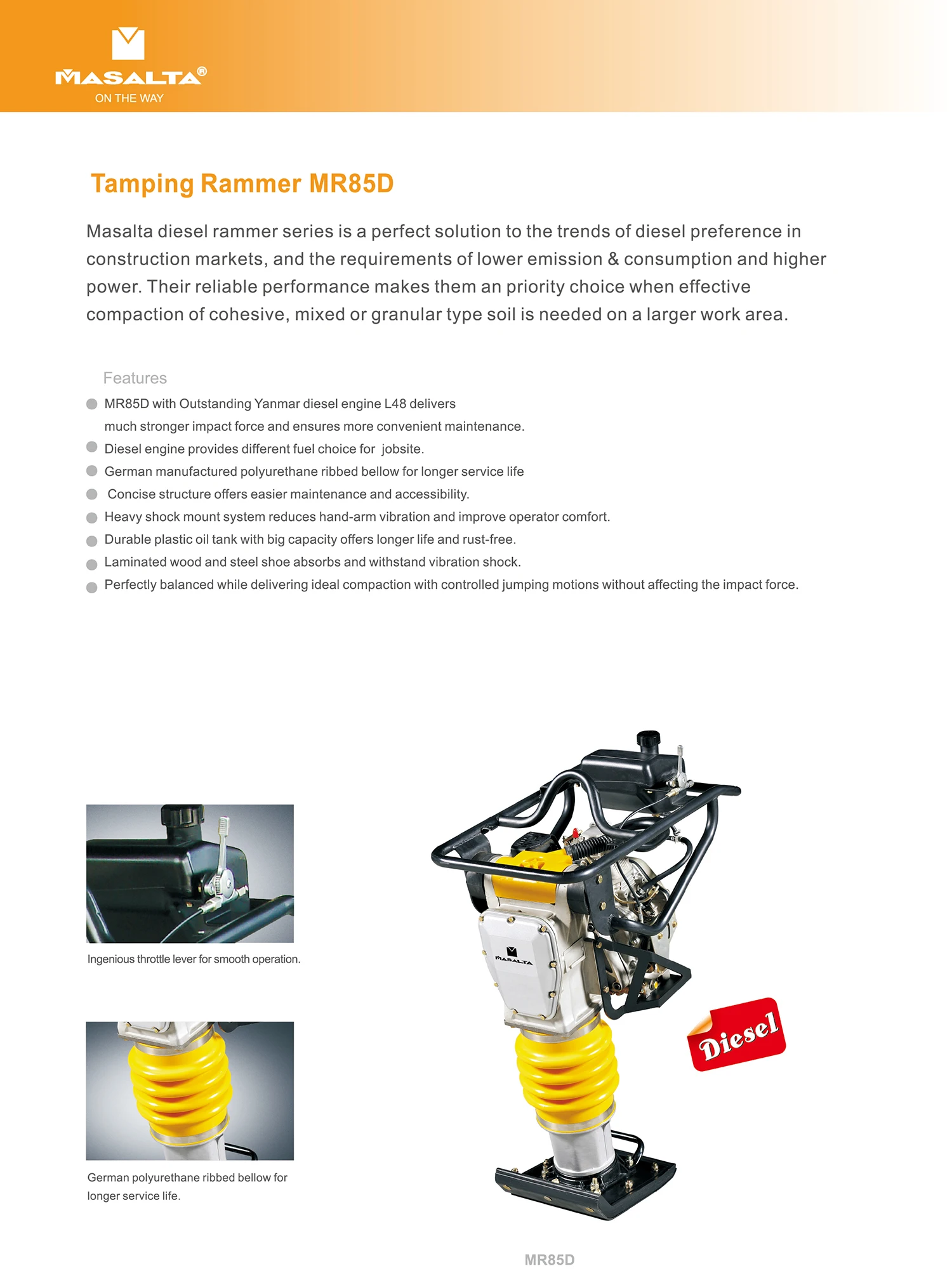 Masalta Honda Tamping Rammer Economical Impact Rammers High Quality