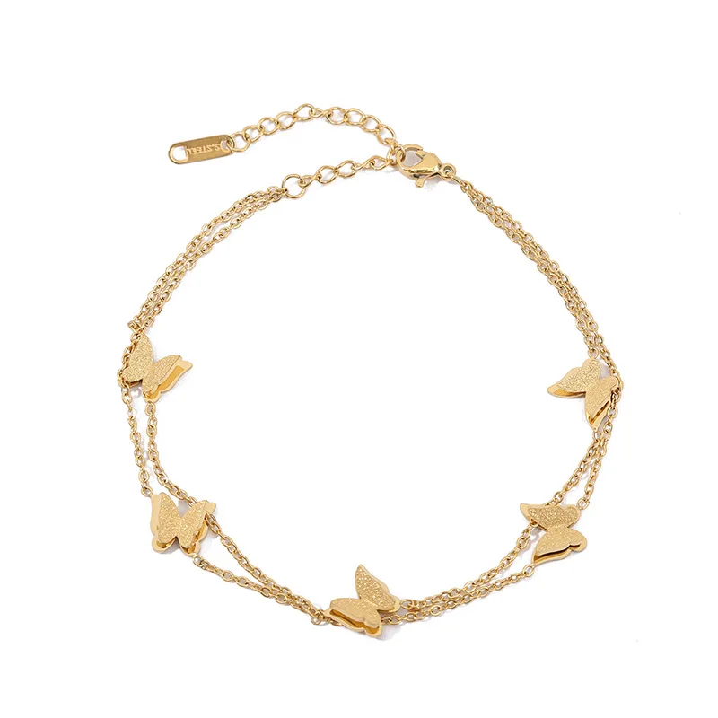 

MSYO New Ins Simplicity Butterfly Bracelet Punk Double Chain Bracelets For Women Fashion Chain Bracelet