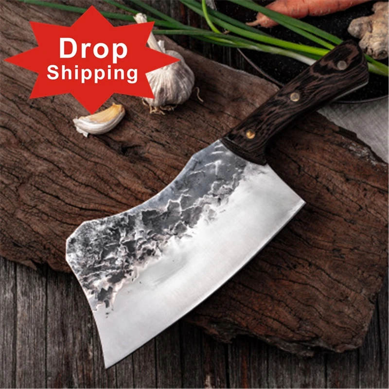 

Dropship 7.5 inch Handmade Full Tang Forged High-carbon Steel Wenge wood handle Kitchen Knives China chopping Cleaver knife, Silver