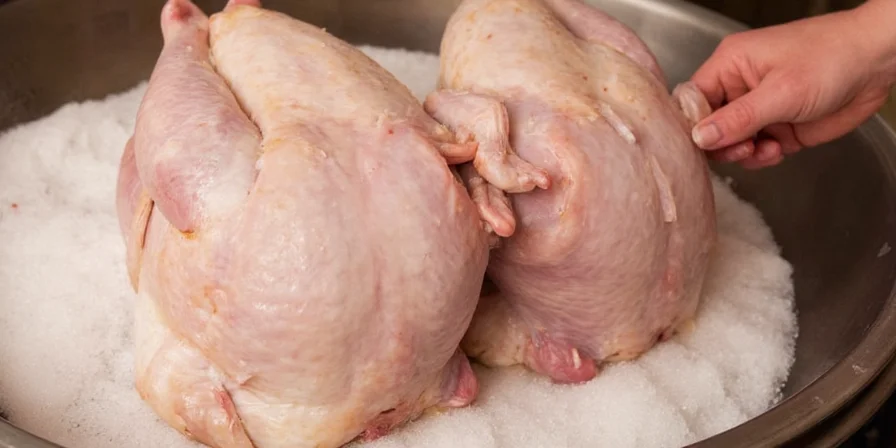 chicken being rubbed with salt