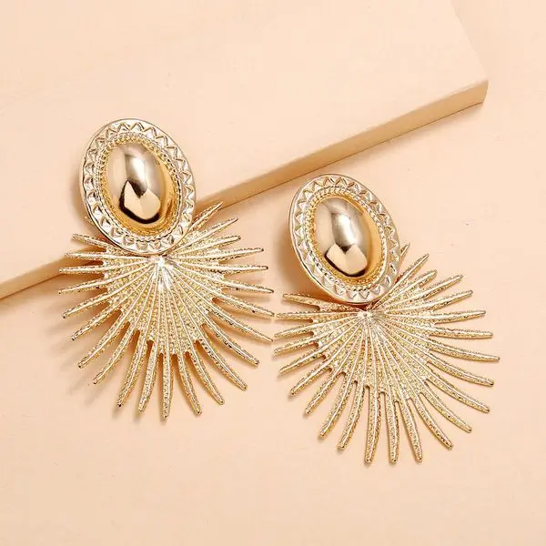 

Nihao Exaggerated Big Metal Heart Shape Statement Earrings For Women 2020 Fashion Gold Jewelry Earrings, As picture