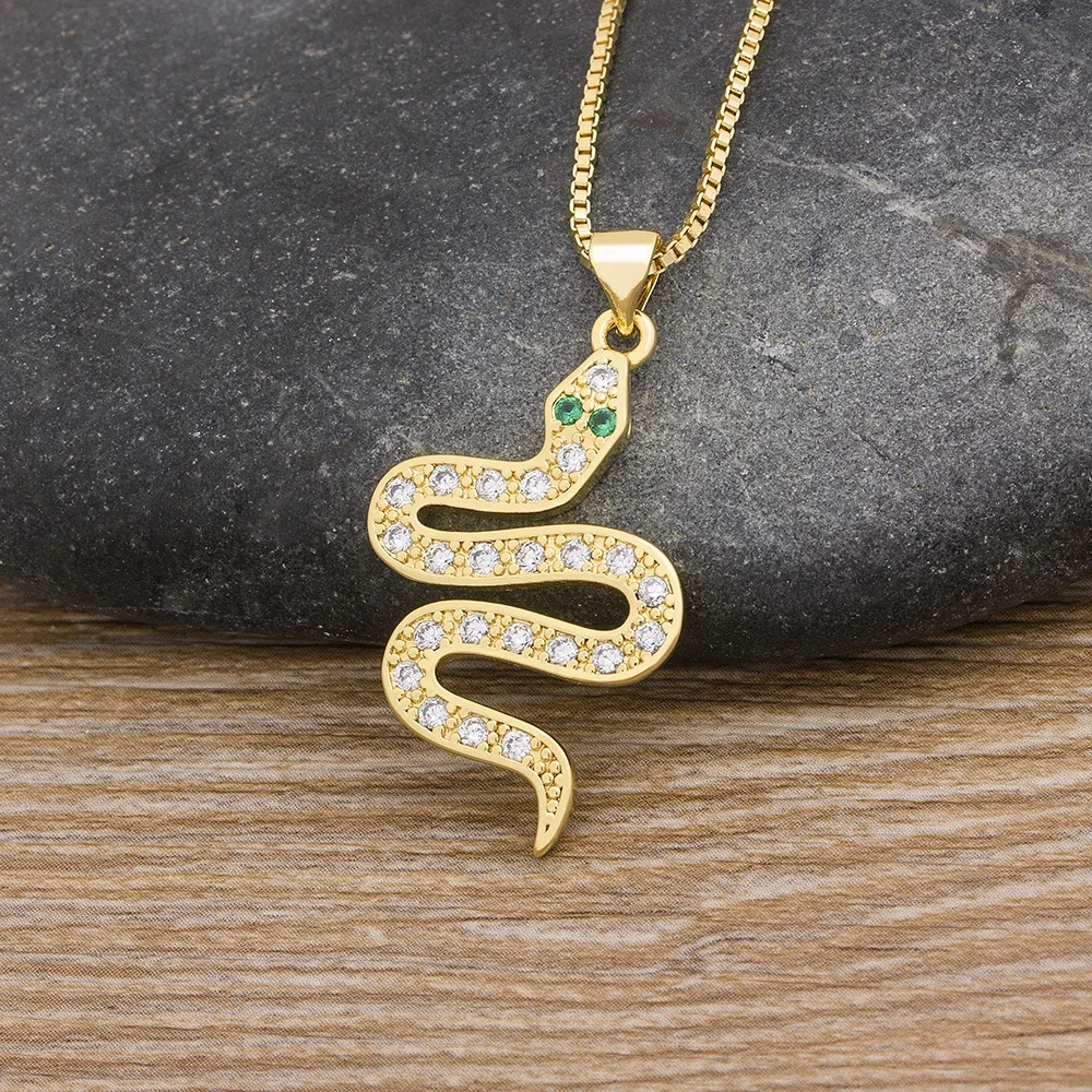 

Trendy Snake Pendant Necklaces For Women Crytals Copper Cold Charm Neck Chain Party Birthday Fashion Jewelry Christmas Gift, As pictures