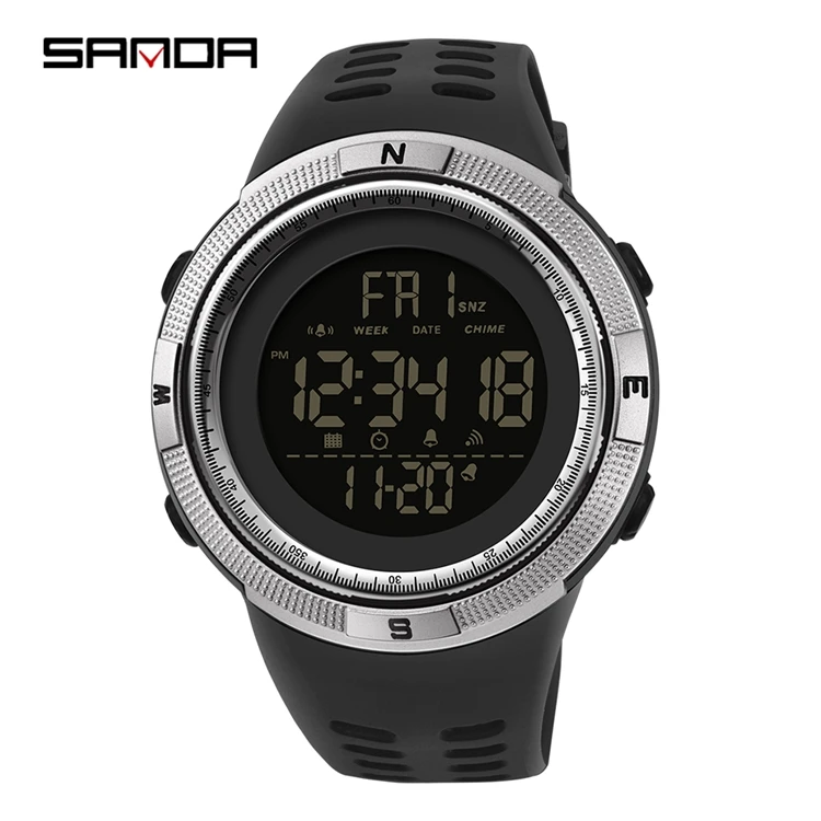

SANDA 2003 Mens Quality Digital Watch Silicone Band Multi-function Time Date Alarm Man Sport Wrist Watch, As picture