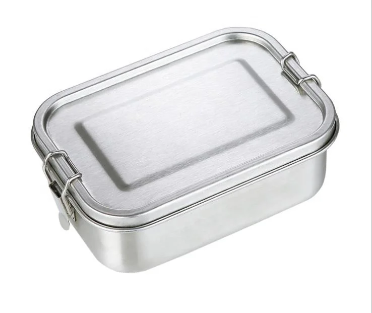 

China Manufacture 304 Stainless Steel Food Storage Container Lunch Box for Traveling Portable Bento Box, Silver