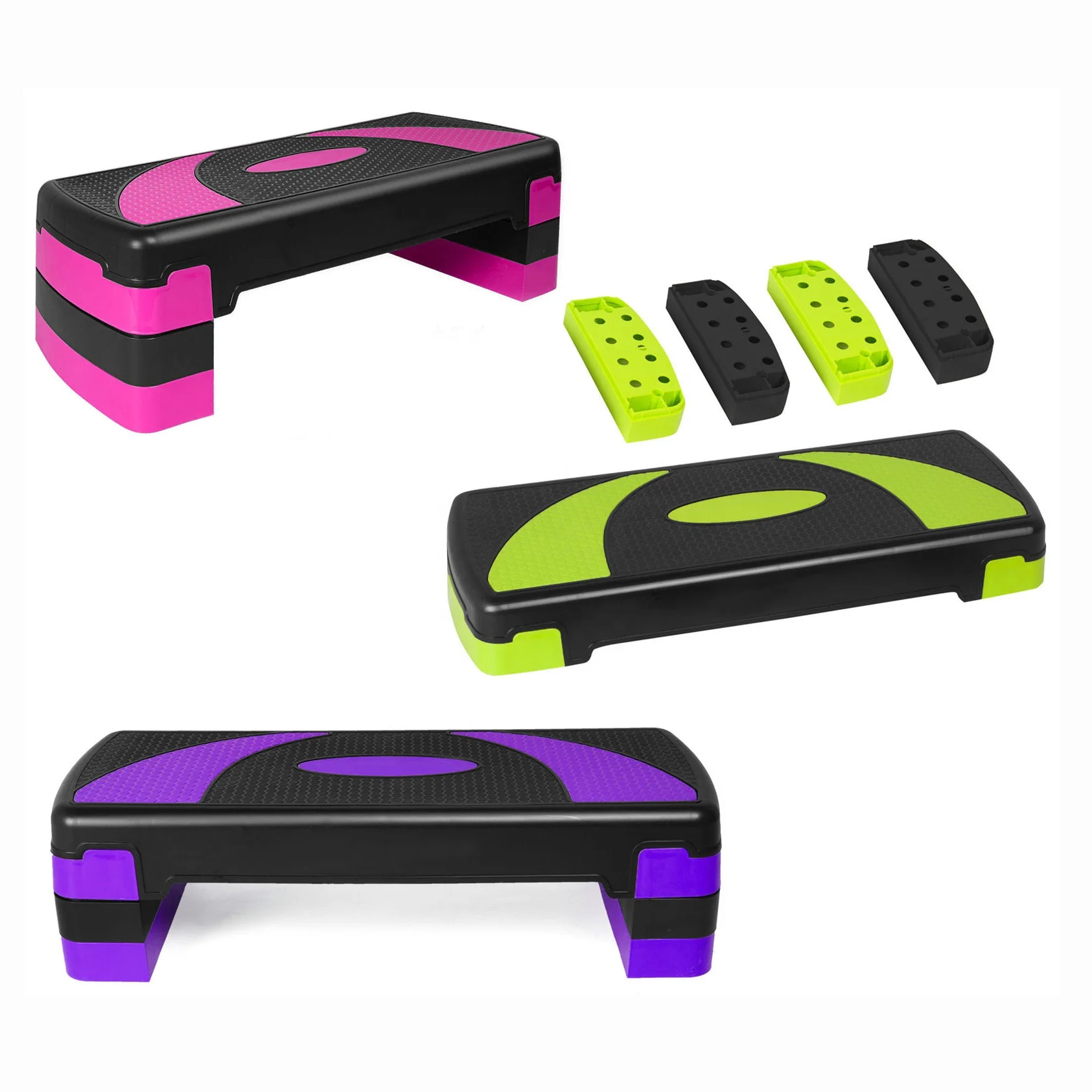 

Adjustable Aerobic Stepper Fitness Step Home Gym Exercise Board Yoga Cardio, Black, pink, red, green, blue