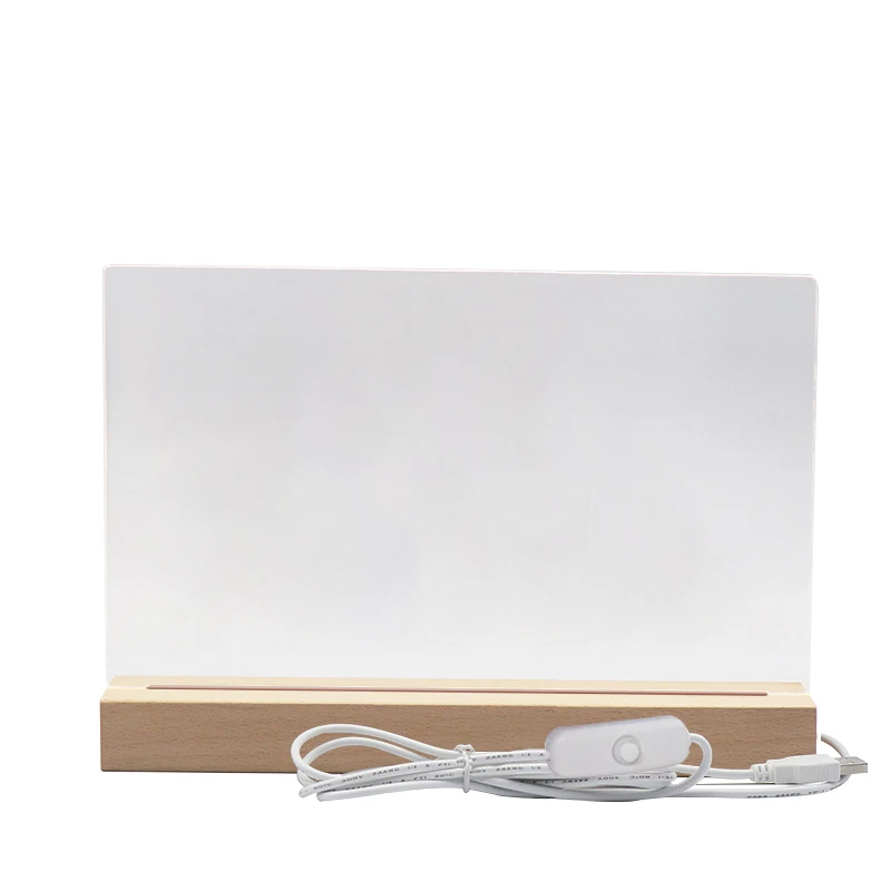 2020 Australia Hot Selling Customized DIY Oversized Rectangle Original Wooden Base for Blank Acrylic Plate LED Night Light