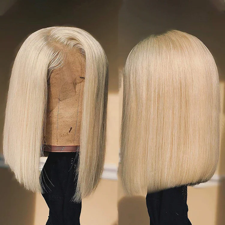 

New arrival Blonde bob wig raw human hair 13x4 lace front short 613 bob Wigs