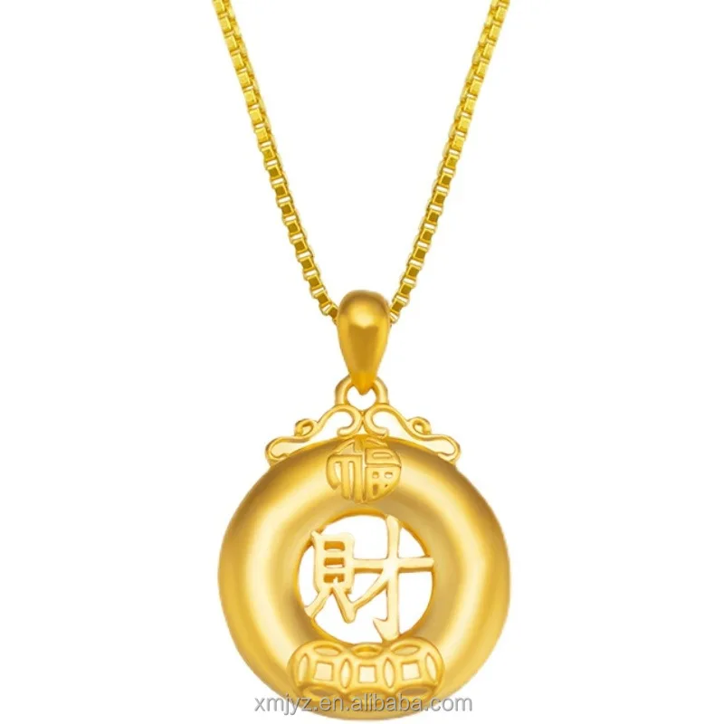 

2022 New Caiyuan Guangjin Pendant Peace Buckle With Chinese Character Cai Pendant Female Gold-Plated Necklace Lucky Pendant