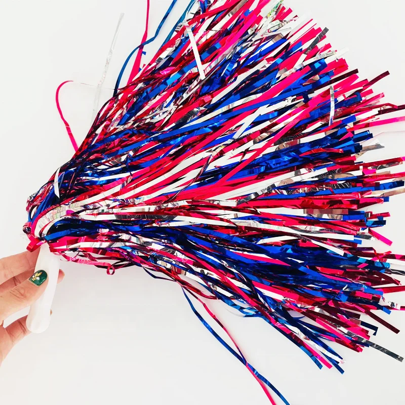2020 Hot Sale Patriotic 4th July Cheap Tinsel Cheerleading Pom Poms