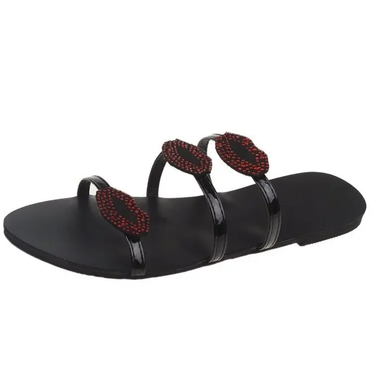

Beautiful Summer Sandals Sexy Sepatu Woman Diamond Slippers Flat Shoes