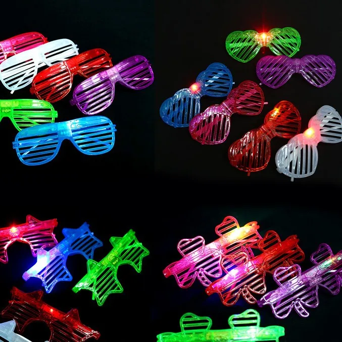 

2022 Hot sell party drive kids adult eyeglass shutter el luminous flashing glass glow in the dark led blinds flash light glasses