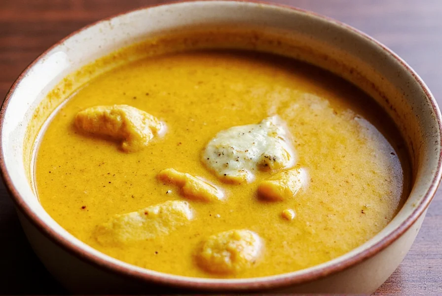 Curry with coconut milk poured over