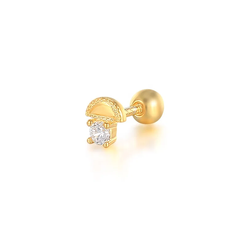 

2021 new wholesale S925 sterling silver creative clear zircon gold-plated piercing earrings jewelry