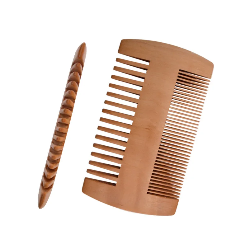 

Customized Logo highest quality wood double sided sandalwood beard wooden comb, Natural color