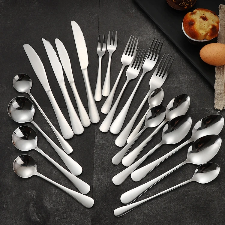 

Bulk Buying Stainless Steel Flatware Wholesale Couvert Inox Dessert Soup Spoon Table Fork Steak Knife, Silver