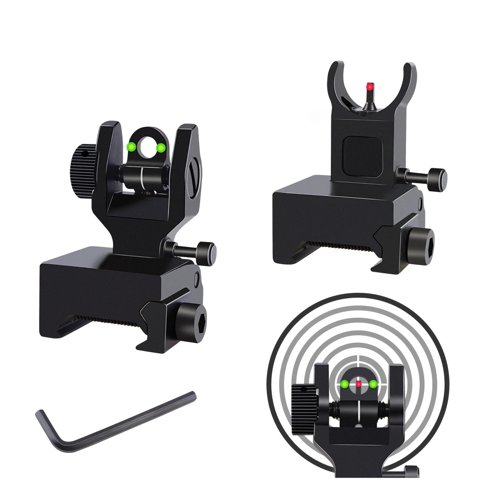 

MAGORUI 45 Degree Offset Fiber Optics Iron Sight Front and Rear Red and Green Fiber Sights for Picatinny Rail Weaver Rail