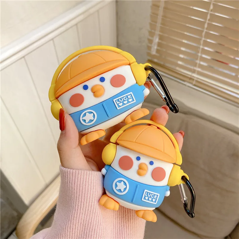 

2021 Hot Selling 3D Girly Cartoon Cute Music Duck Designers Silicone Cases Cover for Airpods 1/2 for Airpods Pro