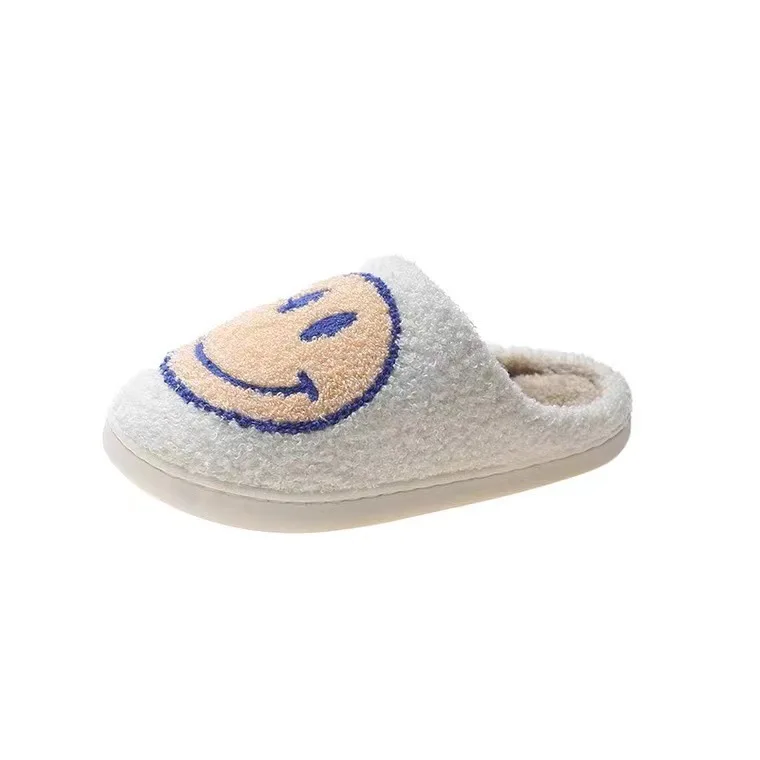 

Hot Selling Unisex Cozy Plush smiley face slippers warm cotton women's home plush slippers