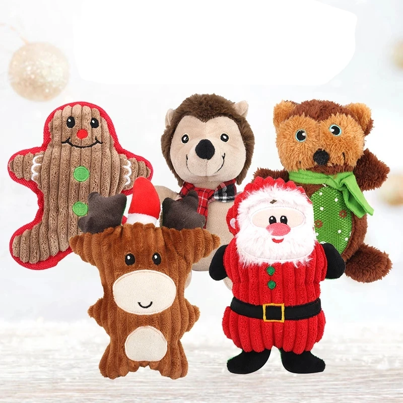 

Amazon Bite Resistant Custom Santa Christmas Interactive Plush Pet Chew Squeaky Toys Dog Toy, Picture shows