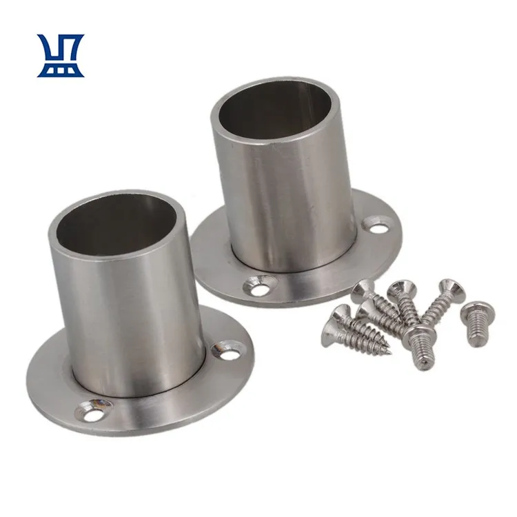 

BQLZR Free Shipping 6Pcs Closet Rod Flange Clothes Rail High Foot Stainless Steel Flange Pipe Flange Seat 25mm, Silver