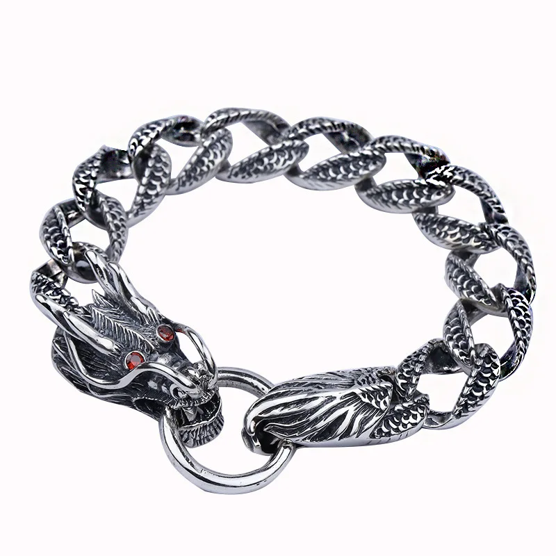 

2021 wholesale 925 Sterling silver hip hop diamond dragon cuff chain bracelets