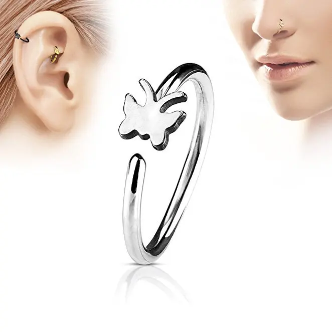 

New Gold Plated Surgical Stainless Steel Butterfly Clip on Nose Ring Ear Cuff non Piercing Jewelry Butterfly Nose Rings Stud