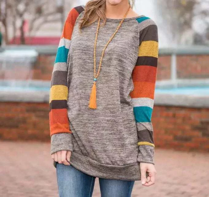 

Spring Winter Knee Length Casual Women Loose T-Shirt Tops, Pictures show