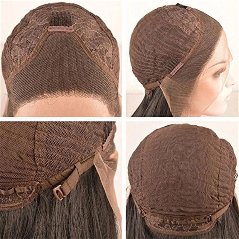 

Jhcentury Half Hand Hook And Half Woven Front Lace Head Cover Long Curly Wig For Fashion Women, Black