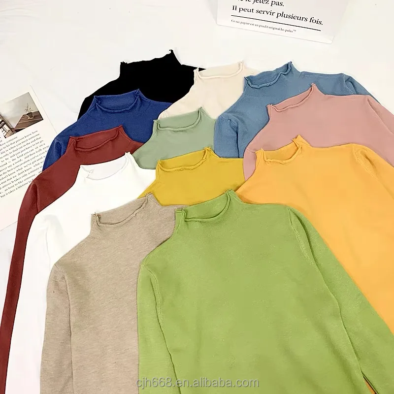 

Autumn and winter ladies knitting sweater casual soft polo collar sweater fashion slim women stretch pullover sweater wholesale, Customized color
