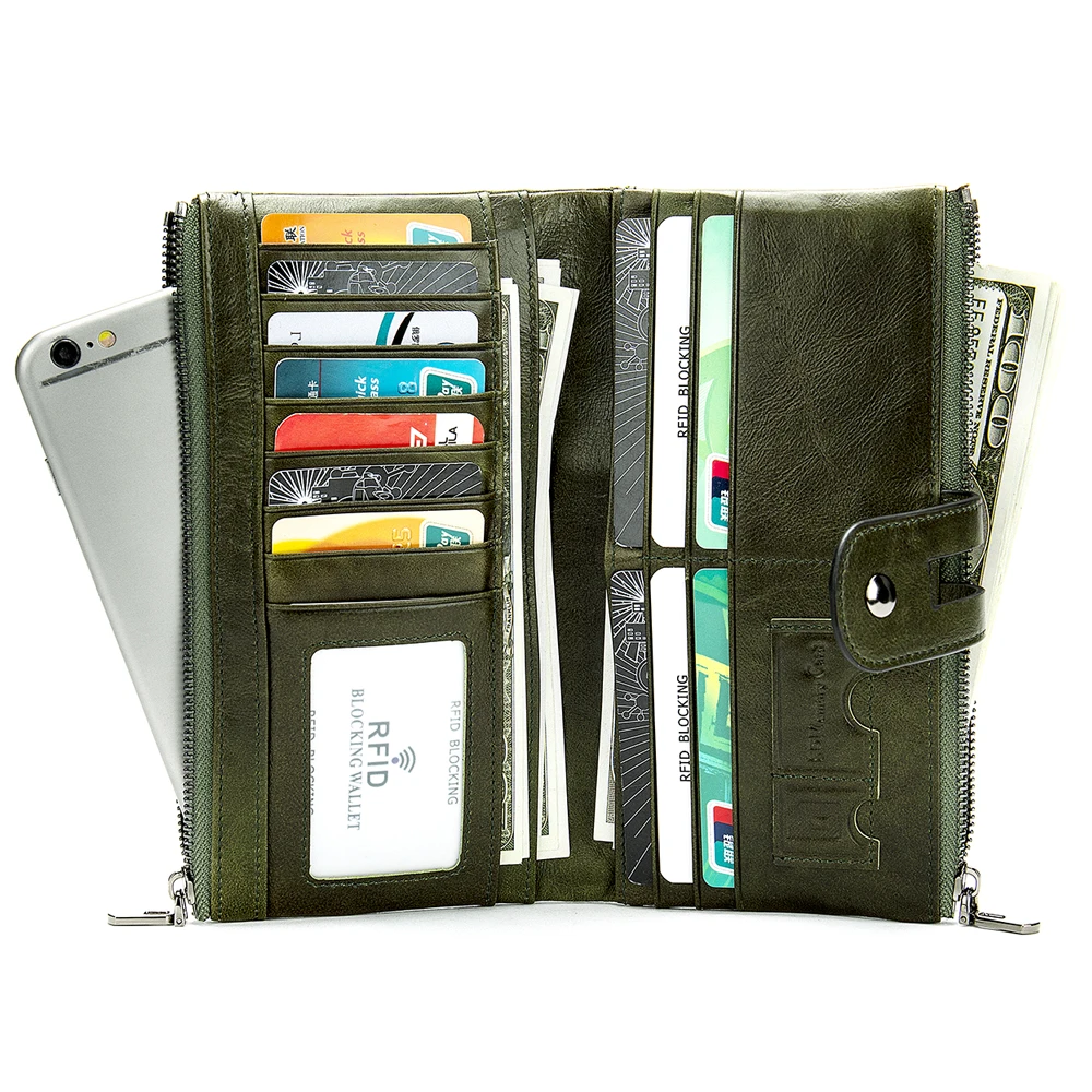 

Multi Colors 8560 anti rfid blocking designer genuine leather long cluth wallets for ladies