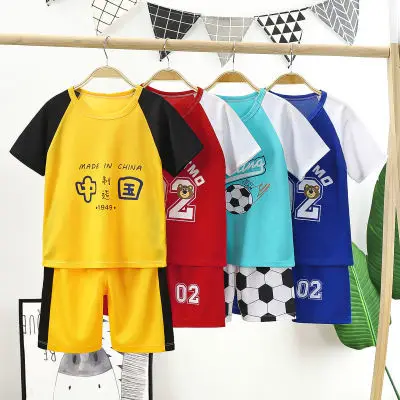 

New Kids Sports Suit Summer Boys Girls Unisex Quick Drying Clothes Ball Small School Children Baby Short Sleeve Shorts Set