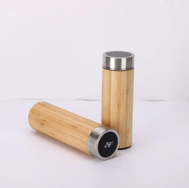 

wholesale creative bamboo intelligent temperature cup ,business gift vacuum insulation Bamboo temperature thermos